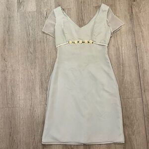 Jordan Elegant Bridesmaids Seafoam Dress with Floral Accents 11/12 Made in USA